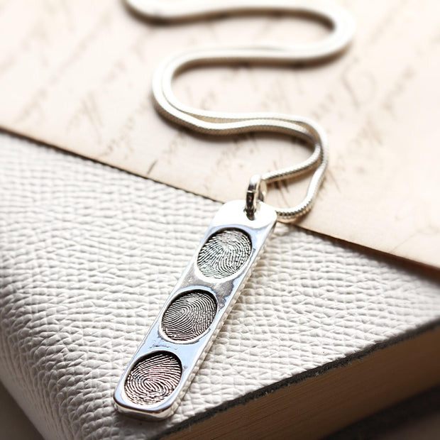 Fingerprint Ingot Necklace with Shaped Prints