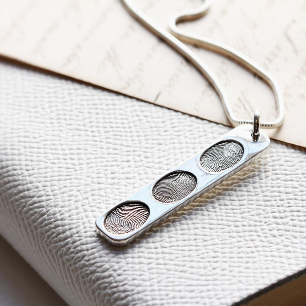 Fingerprint Ingot Necklace with Shaped Prints