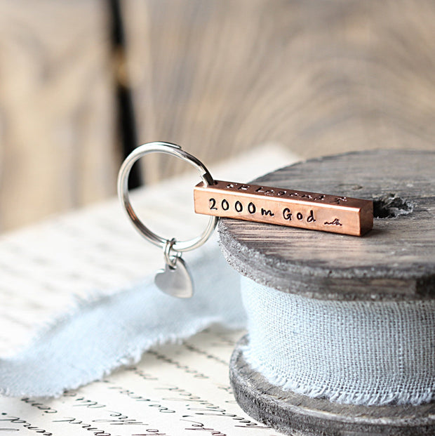 Personalised Copper Bar Keyring