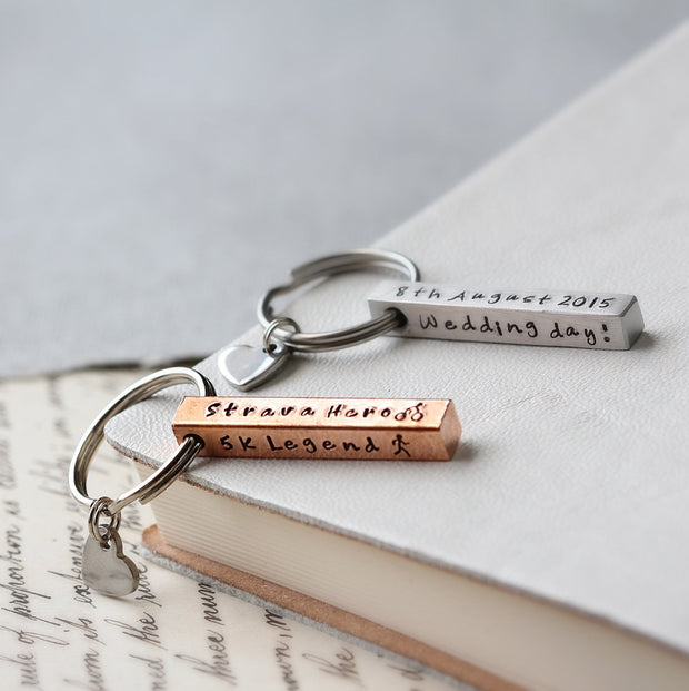 Personalised Copper Bar Keyring
