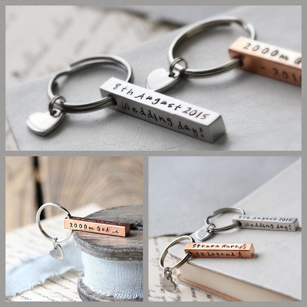 Personalised Copper Bar Keyring
