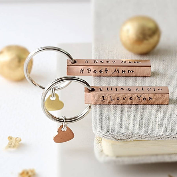 Personalised Copper Bar Keyring