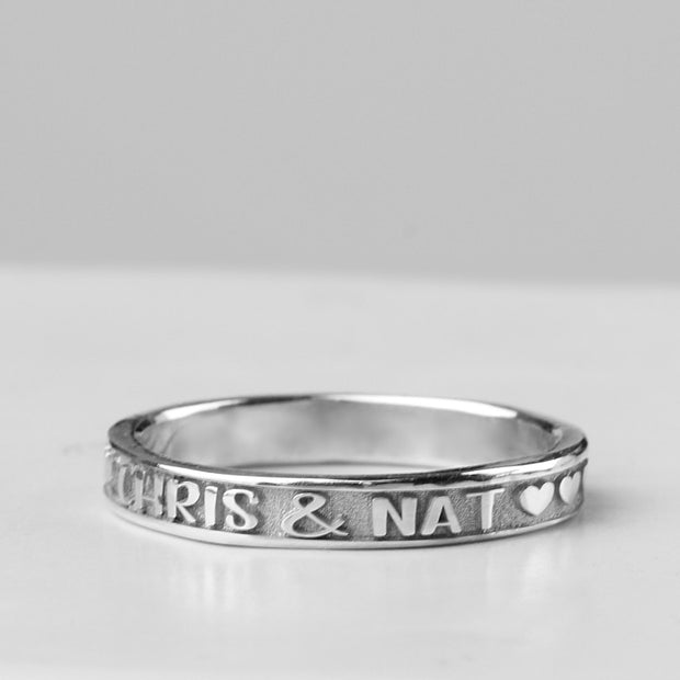 Slender Personalised Silver Promise Ring