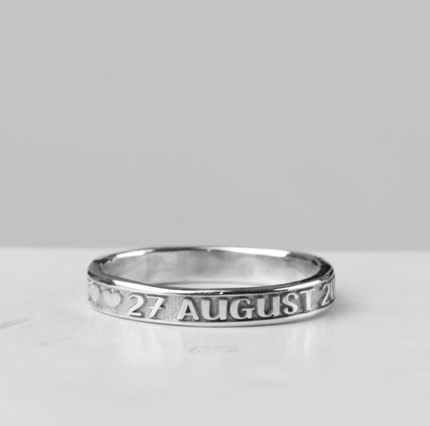 Slender Personalised Silver Promise Ring