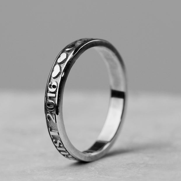 Slender Personalised Silver Promise Ring