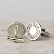 Personalised Silver Roman Numerals Cufflinks