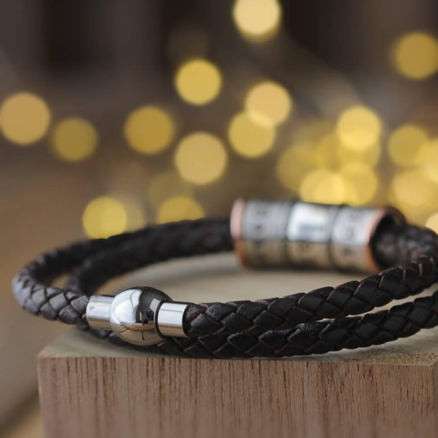 Leather and Silver Story Bracelet