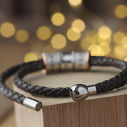 Leather and Silver Story Bracelet
