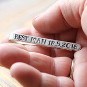 Personalised Silver Wedding Tie Clip
