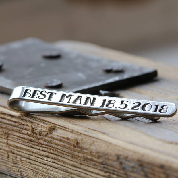 Personalised Silver Wedding Tie Clip