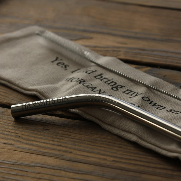 Personalised Straw Gift Set Eco Reusable Steel