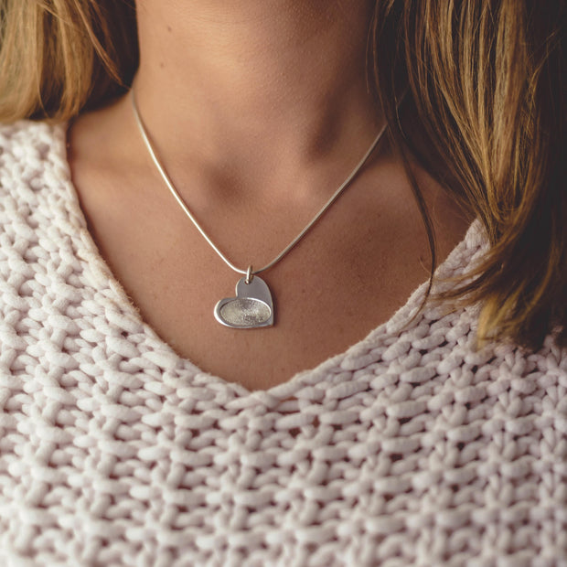 Fingerprint Heart Charm Necklace