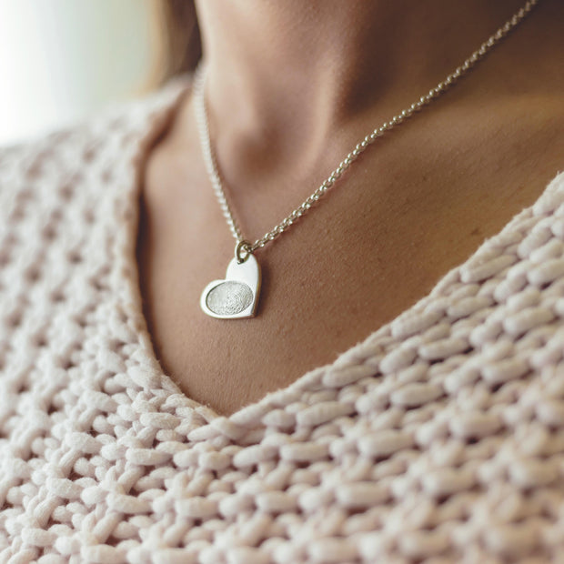 Fingerprint Heart Charm Necklace