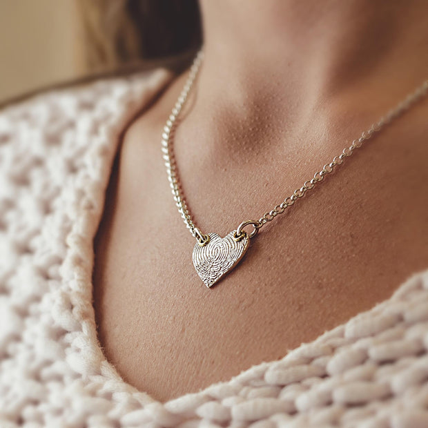 Winged Fingerprint Heart Necklace