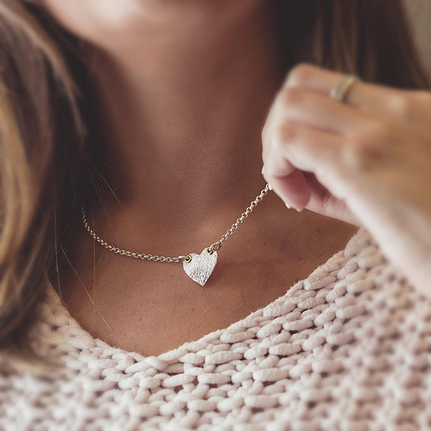 Winged Fingerprint Heart Necklace