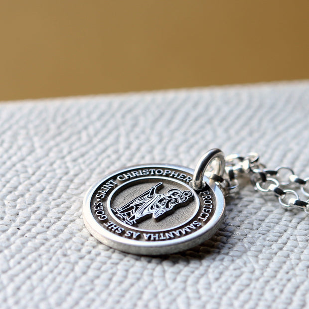 Personalised Silver St Christopher Necklace