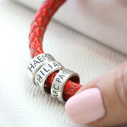 Slim Silver Band Leather Medical Alert Bracelet