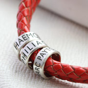 Slim Silver Band Leather Medical Alert Bracelet
