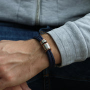 Navy Paracord and Silver Medical Alert Bracelet