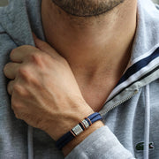 Navy Paracord and Silver Medical Alert Bracelet