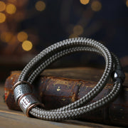 Desert Sand Paracord and Silver Medical Alert Bracelet
