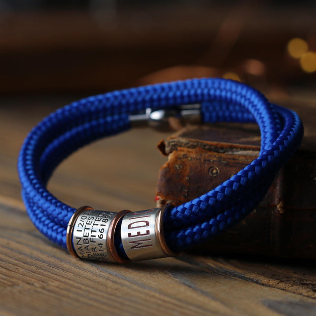 Royal Blue Paracord and Silver Medical Alert Bracelet