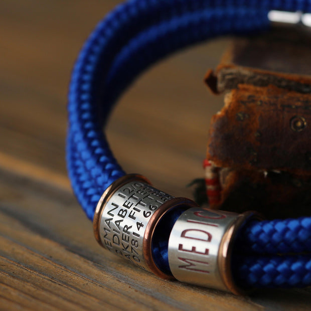 Royal Blue Paracord and Silver Medical Alert Bracelet