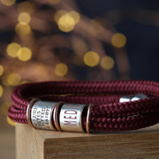 Cranberry Paracord and Silver Medical Alert Bracelet