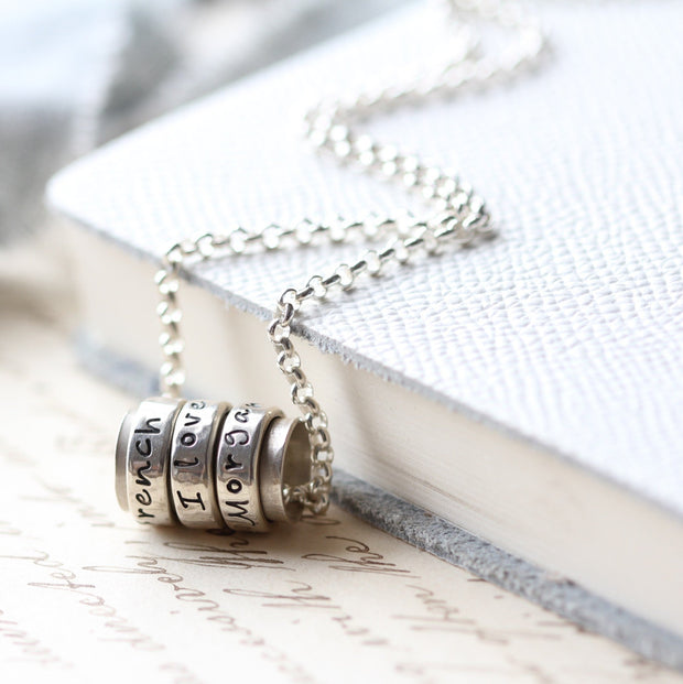 Silver and Copper Spinning Ring Pendant
