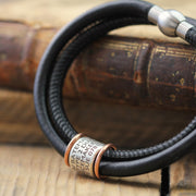 Leather and Silver Medical Alert ID Bracelet