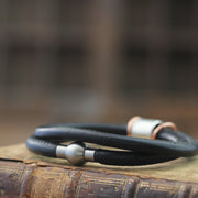 Leather and Silver Medical Alert ID Bracelet