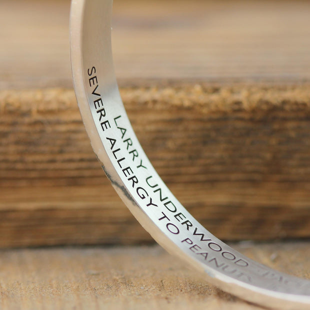 Silver Medical Alert Caduceus Cuff Bracelet