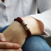 Cranberry Paracord and Silver Medical Alert Bracelet