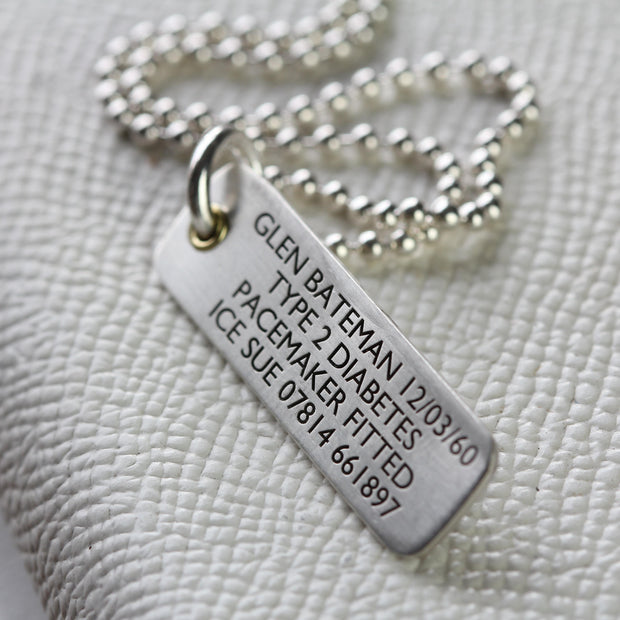 Extra Slim Silver Medical Alert Allergy Necklace