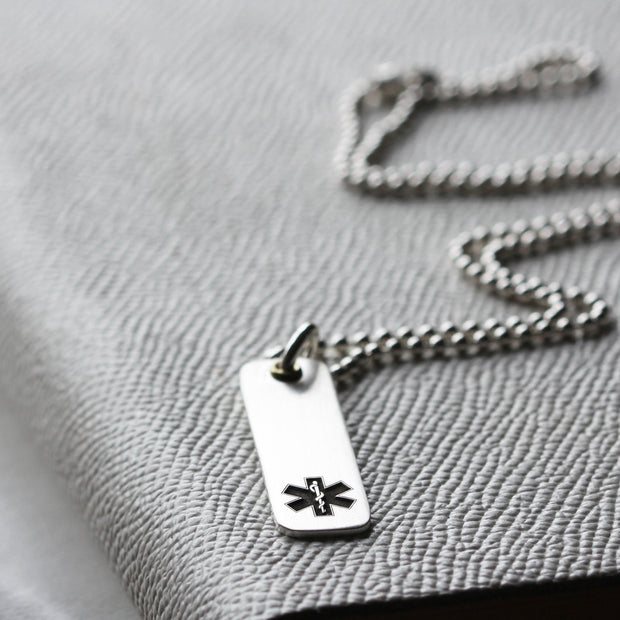 Women's Silver Medical Alert Allergy Necklace