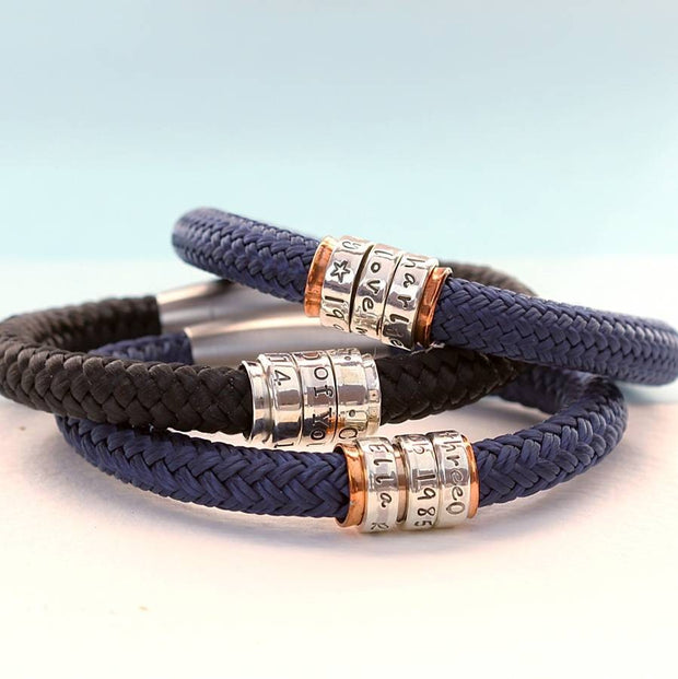 Personalised Para Copper and Silver Mens Bracelet