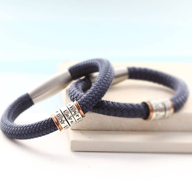 Personalised Para Copper and Silver Mens Bracelet