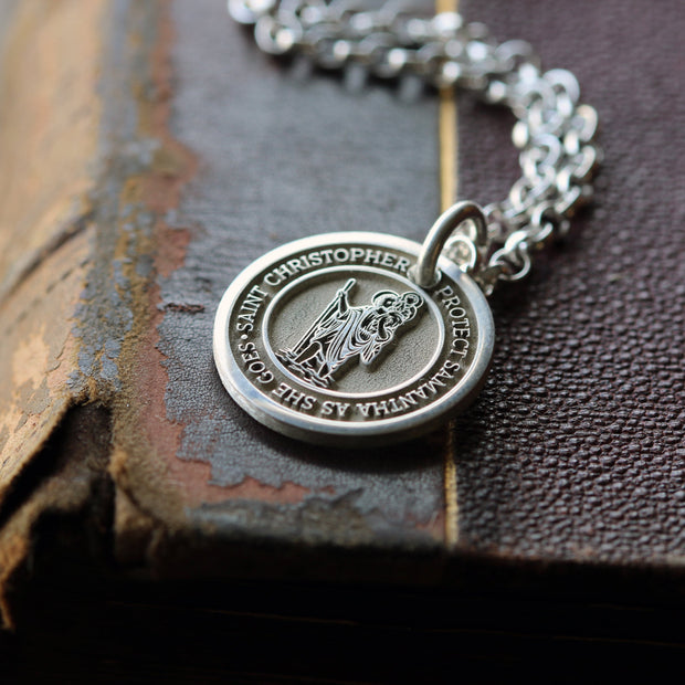 Personalised Silver Saint Christopher Pendant