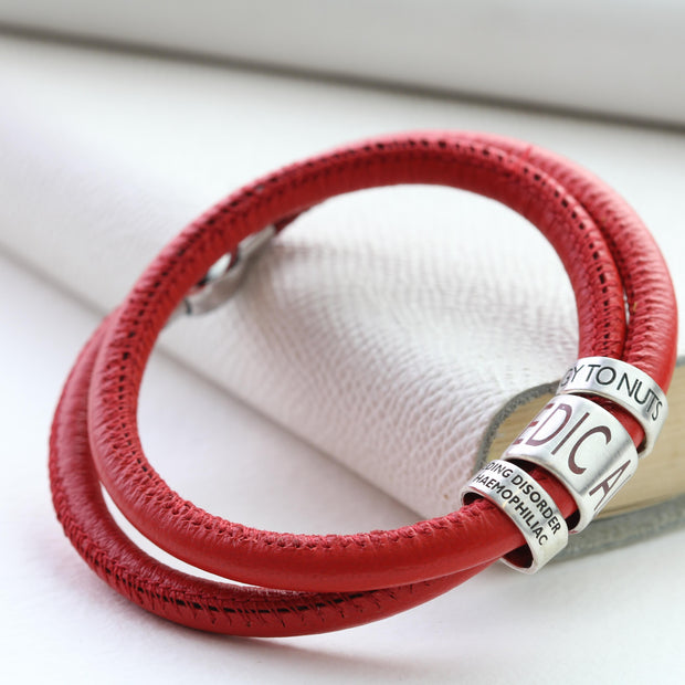 Wide 10mm Personalised Silver Medical Alert Bead