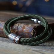 Olive Green Paracord and Silver Medical Alert Bracelet
