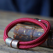 Rhubarb Paracord and Silver Medical Alert Bracelet