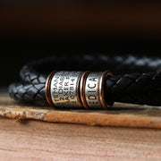 Black Braided Leather and Silver Medical Alert Bracelet
