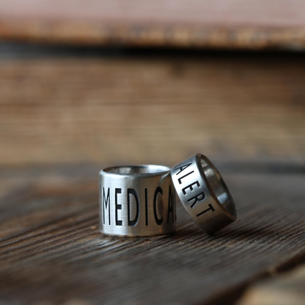 Slim 5mm Personalised Silver Medical Alert Bead