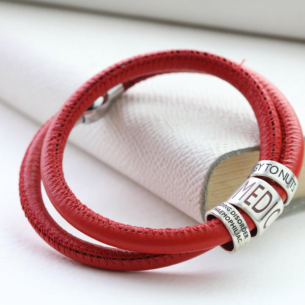 Slim 5mm Personalised Silver Medical Alert Bead