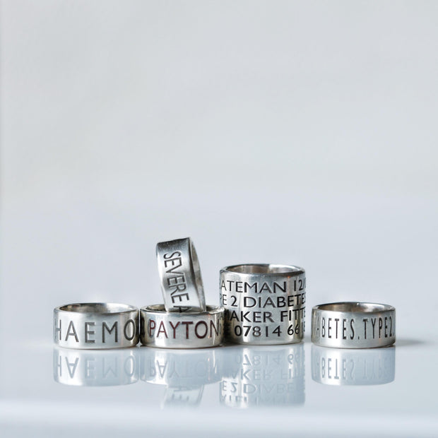 Wide 10mm Personalised Silver Medical Alert Bead