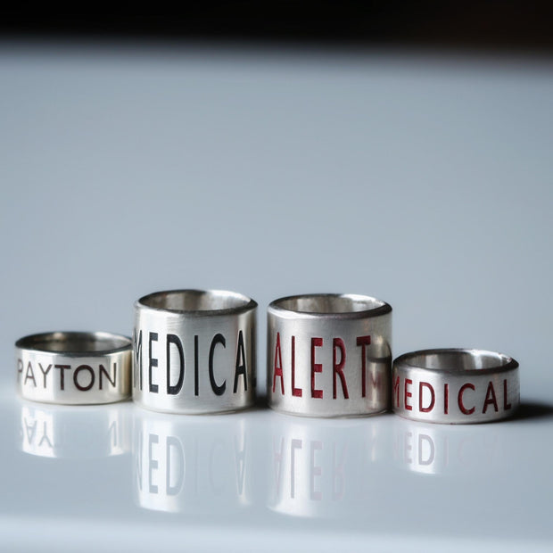 Wide 10mm Personalised Silver Medical Alert Bead