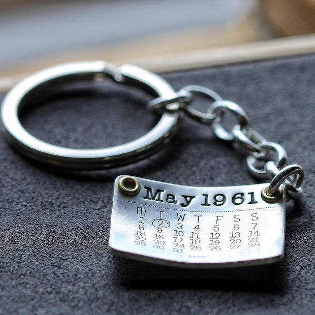 Personalised Silver Calendar Date Keyring