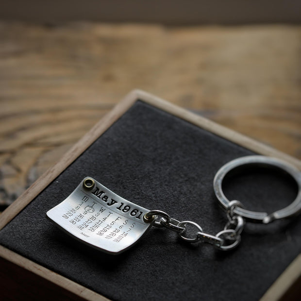Personalised Silver Calendar Date Keyring