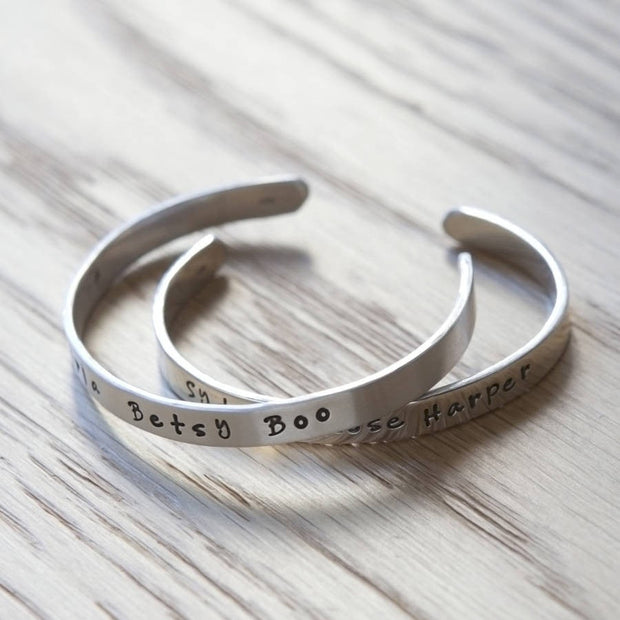 Personalised Silver Christening Cuff Bracelet