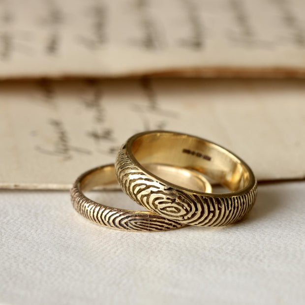 Slender Solid Gold Fingerprint Ring